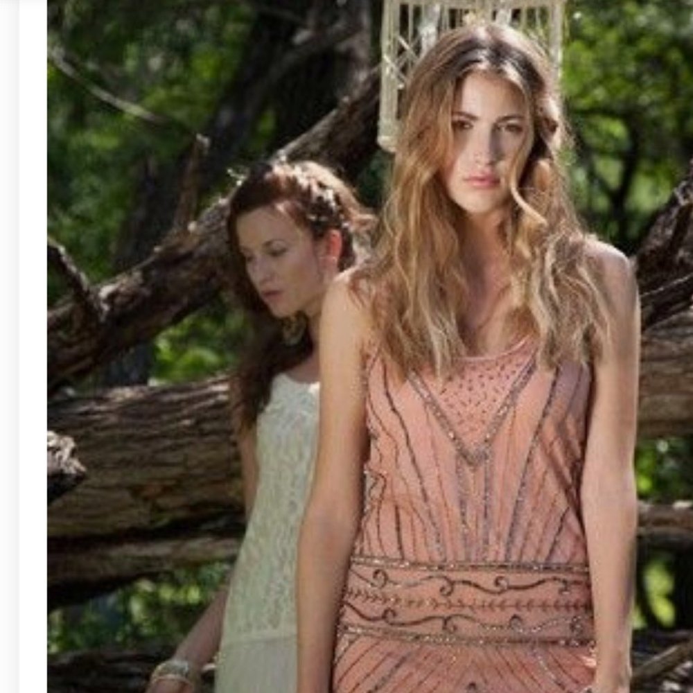 Dusty Rose Beaded Flapper Dress